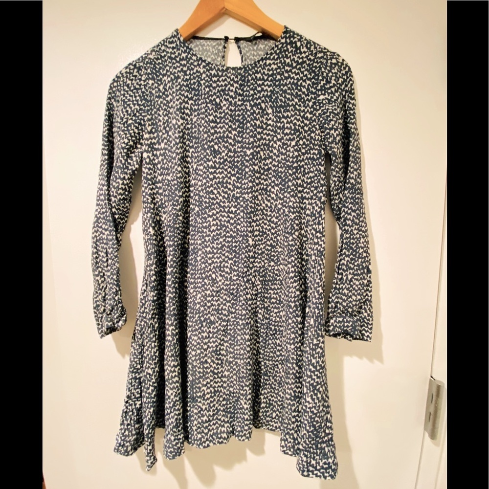 Zara swing mini dress navy pattern